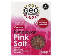 Geo Organics Pure Himalayan Pink Salt Crystals 500g (Pack of 6) | 100% Natural Salt & Unrefined | Harvested Using Sustainable & Eco-Friendly Practices - Contains 84 Minerals (Coarse Pink Salt)