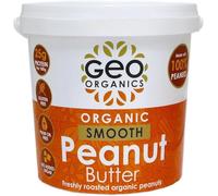 Geo Organics Smooth Peanut Butter 1kg Tub (6pk) -Made with 100% Organic Roasted Peanuts -Natural, No Palm Oil, No Added Sugar, No Salt, Hi-Oleic Peanuts, High Protein, Gluten Free, Vegan, Dairy Free