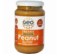 Geo Organics Smooth Peanut Butter 350g Jar (1pk) -Made with 100% Organic Roasted Peanuts -Natural, No Palm Oil, No Added Sugar, No Salt, Hi-Oleic Peanuts, High Protein, Gluten Free, Vegan, Dairy Free
