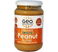 Geo Organics Smooth Peanut Butter 350g Jar (6pk) -Made with 100% Organic Roasted Peanuts -Natural, No Palm Oil, No Added Sugar, No Salt, Hi-Oleic Peanuts, High Protein, Gluten Free, Vegan, Dairy Free