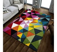 (Geo-Play, 80cm x 150cm) Modern Design Hand Carved Runner Multi Colour Rugs