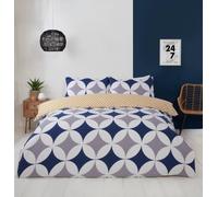 Geo Polycotton Duvet Set With Pillowcase Rapport Home Blue Double