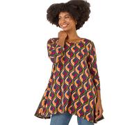 Geo Print Hanky Hem Stretch Top Roman Orange 12