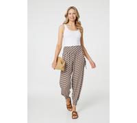 Geo Print High Waist Tassel Harem Pants Izabel London Beige 16