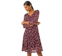 Geo Print Lace Stretch Dress Roman Wine 18