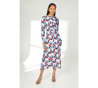 Geo Print Ruched Front Midi Dress Principles Multi 20