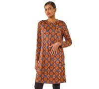 Geo Print Stretch Swing Dress Roman Orange 10