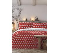 'Geo Robin' Festive Robin Reversible Duvet Cover Set Fusion Red Single