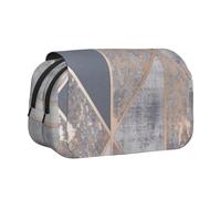 Geo Rose Gold Double Clamshell Pen Case Portable Pencil Pouch With Zipper