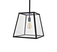 Geo Trapeze Black Metal and Glass Lantern Hanging Pendant Ceiling Indoor Light Fixture Soho Lighting | Bedroom, Hallway, Home Room Light