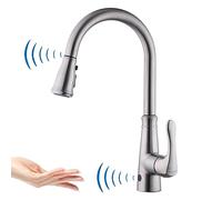 GEOATON Sensor touchless Kitchen Sink Taps Automatic Sensor Kitchen Sink Mixer Faucet with Pull-Down Sprayer Single Lever Swivel Spout Brushed Nickel…