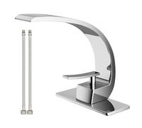 Geobella Bathroom Sink Faucet Modern Single Hole 1-Handle Faucet, Chrome Solid Brass Faucets, Mount Curved Lavatory Faucets Mixer Tap