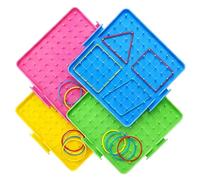 Geoboard with Rubber Bands, 4PCS Mathematical Manipulative Creative Geoboard Geo Boards for Shape Learning Pegboard Tool Geoboards Pegboard Toy Set Montessori Educational Gift for Learning