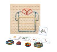 Geoboards With Rubber Bands - Preschool Geometry Exploration Board, Interactive Pattern Building Learning Toy For Children | Wooden Peg Arrangement Activity Kit With Visual Challenge Cards And Colourf