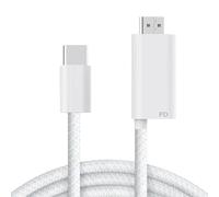 Geobom [MFi Certified] USB C to HDMI 8K@60Hz Braided Cable with 100W PD Fast Charging Port, 6FT Type C to HDMI Adapter Cord for iPhone 17/16/15, MacBook Pro/Air, iPad Pro to TV Projector Monitor