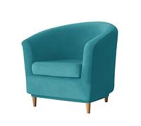 GEOCANG 2 piece Club Chair Slipcover, Washable Stretch Sofa Slipcover Tub Chair Cover Armchair Protector Club Chair Cover Furniture Cover with High Stretch Velvet (Turquoise)