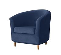 GEOCANG 2-piece set Club Chair Slipcover, Washable Stretch Sofa Slipcover Tub Chair Cover Armchair Protector Club Chair Cover Furniture Cover with Elastic Stretch Velvet (Navy)