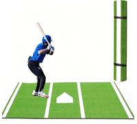 GeoDB Baseball Hitting Mat with Non-Slip Rubber Backing High-Visibility Printed Stripes Cushioned Surface Durable Indoor/Outdoor Batting Mat Portable Batting Stance Practice Mat (Green, 4' x 6')