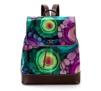 Geode Agate Stone Abstract Background Women Laptop Backpack, PU Leather Daypack Fashion Rucksack Travel Shoulder Bag