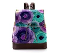 Geode Agate Stone Abstract Pattern Women Laptop Backpack, PU Leather Daypack Fashion Rucksack Travel Shoulder Bag