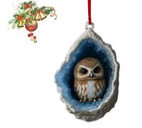 Geode Animal Decoration, Little Forest Animals Christmas Hanging Ornament for Xmas Trees or The Rearview Mirror of Car, Cute Xmas Animal Lovers Gift (B)