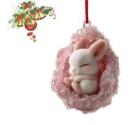 Geode Animal Decoration, Little Forest Animals Christmas Hanging Ornament for Xmas Trees or The Rearview Mirror of Car, Cute Xmas Animal Lovers Gift (C)