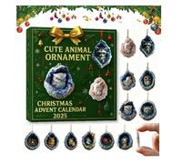 Geode Forest Animal Advent Calendar 2025,24Days Christmas Holiday Countdown Calendar Gift Box,2D Acrylic Crystal Themed Animals Hanging Decorations for Xmas Tree Festive Home Decor,for Animals Lovers