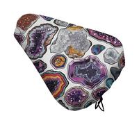 Geodes and Rocks Padded Bike Seat Cushion with Drawstring Soft Comfort Waterproof Bicycle Seat Cover, Wide Saddle Protection Covers Protector for Men Women for Exercise Mountain Road Bikes