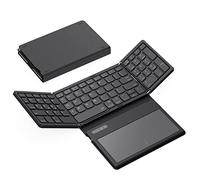 GEODMAER Foldable Bluetooth Keyboard, Full-Size Portable Folding Keyboard with Large Touchpad, Numeric Keypad, PU Leather, TravelKeyboard Wireless Keyboard for Windows Android Mac