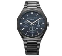 Geoffrey Beene Men's Black Decorative Subdials Metal Dress Watch, Genuine Diamond Accent Dial, Classic Quartz, Elegant Design (Gunmetal), Gunmetal, 43