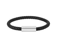 Geoffrey Beene Men's Genuine Braided Leather Bracelet, One Size, Leather, no gemstone