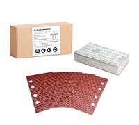 GEOGIEEW 40 PCS Sanding Sheets, 93 x 185 mm 8 Hole Square Hook and Loop 320 Grits Sander Pads, Assorted Fit Rectangular Sander