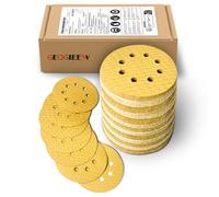 GEOGIEEW 80PCS 125mm Sanding Discs, 5 Inch 8 Hole Hook and Loop Pads - Grit 180, Ideal for Woodworking & Finishing with Random Orbital Sanders