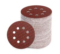 GEOGIEEW 90PCS 125mm Sanding Discs Pads, 5 Inch 8 Hole Hook and Loop 120 Grit Sandpaper for Wood for Random Orbital Sander