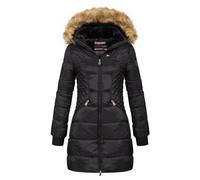 Geographical Norway Abeille Lady - Women's Comfortable Autumn Winter Warm Mid Thick Parka - Fine Coat Fake Fur Hood - Windbreaker Jacket - Elegant Women (Black L)