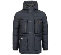 Geographical Norway Albert Men - Men's Comfortable Autumn Winter Warm Parka - Comfortable Waterproof Hooded Coat - Men's Warm Windproof Jacket - Men (Marine blue L)