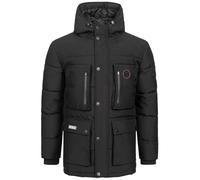 Geographical Norway Albert Men - Men's Comfortable Autumn Winter Warm Parka - Comfortable Waterproof Hooded Coat - Men's Warm Windproof Jacket - Men (Black M)