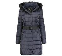 Geographical Norway Anemone Lady - Women's Comfortable Autumn Winter Warm Mid Thick Parka - Fine Coat Fake Fur Hood - Windbreaker Jacket - Elegant Women (Navy Blue M)