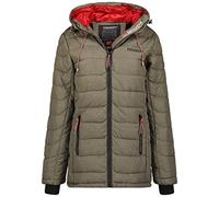 Geographical Norway Astana Lady Distribrands - Women's Warm Parka - Thick Coat with Faux Fur Hood - Winter Windproof Jacket - Long Lined Down Jacket (KHAKI M)