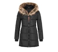 Geographical Norway Beautiful Lady - Women's Autumn Winter Warm Mid Thick Parka - Fine Coat Hooded Fur - Windproof Jacket Long Coat - Elegant Women (Black M)