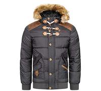 Geographical Norway Belphegore Men - Men's Autumn Winter Padded Jacket - Comfortable Warm Coat Lining - Long Sleeve Windbreaker Jacket - Casual Men (Dark grey M)