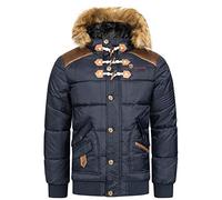 Geographical Norway BELPHEGORE MEN - Men's Warm Padded Jacket - Men's Winter Warm Lined Coat Jacket - Long Sleeve Windbreaker Jacket - Lightweight Fabric Quality Padding NAVY BLUE XL