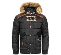 Geographical Norway BELPHEGORE MEN - Men's Warm Padded Jacket - Men's Winter Warm Lined Coat Jacket - Long Sleeve Windbreaker Jacket - Lightweight Fabric Quality Padding BLACK L