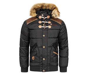 Geographical Norway BELPHEGORE MEN - Men's Warm Padded Jacket - Men's Winter Warm Lined Coat Jacket - Long Sleeve Windbreaker Jacket - Lightweight Fabric Quality Padding BLACK S
