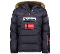 Geographical Norway Bilboquet Men - Men's Autumn Winter Warm Head Pass Parka - Waterproof Coat Waterproof Furry Hood - Windproof Jacket - Men (Marine blue S)