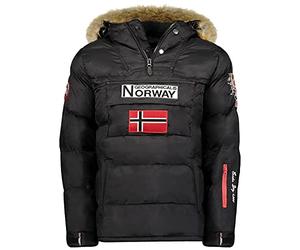 Geographical Norway Bilboquet Men - Men's Autumn Winter Warm Head Pass Parka - Waterproof Coat Waterproof Furry Hood - Windproof Jacket - Men (Black XXL)