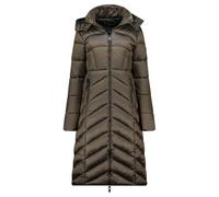 Geographical Norway BLANCHE LONG NAVY DB LADY 0116 NAVY (WZ5476F/GN-MARINE) Women's Winter Jacket Navy Blue Hooded Long Warm Comfortable Zip, khaki, M Tall