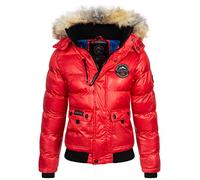 Geographical Norway Bugs Lady - Women's Comfortable Autumn Winter Warm Mid Thick Parka - Fine Coat Fake Fur Hood - Windbreaker Jacket - Elegant Women (Red L)