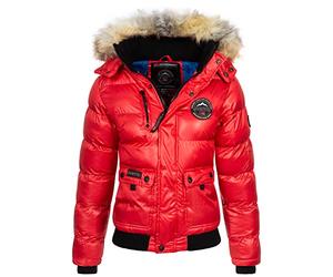 Geographical Norway Bugs Lady - Women's Comfortable Autumn Winter Warm Mid Thick Parka - Fine Coat Fake Fur Hood - Windbreaker Jacket - Elegant Women (Red XXL)