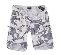Geographical Norway Cargo Shorts Bermuda Shorts with Belt Shorts Hunter in Bundle with UD Bandana - White Camo, L